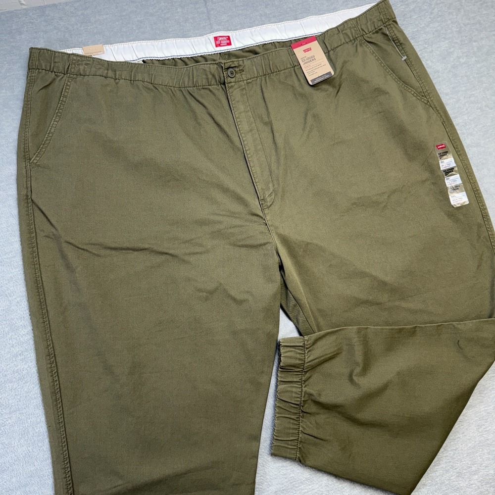 Levis Pants Mens 5XL Green XX Chino Jogger Drawstring Tapered Stretch Twill NEW - Picture 1 of 12
